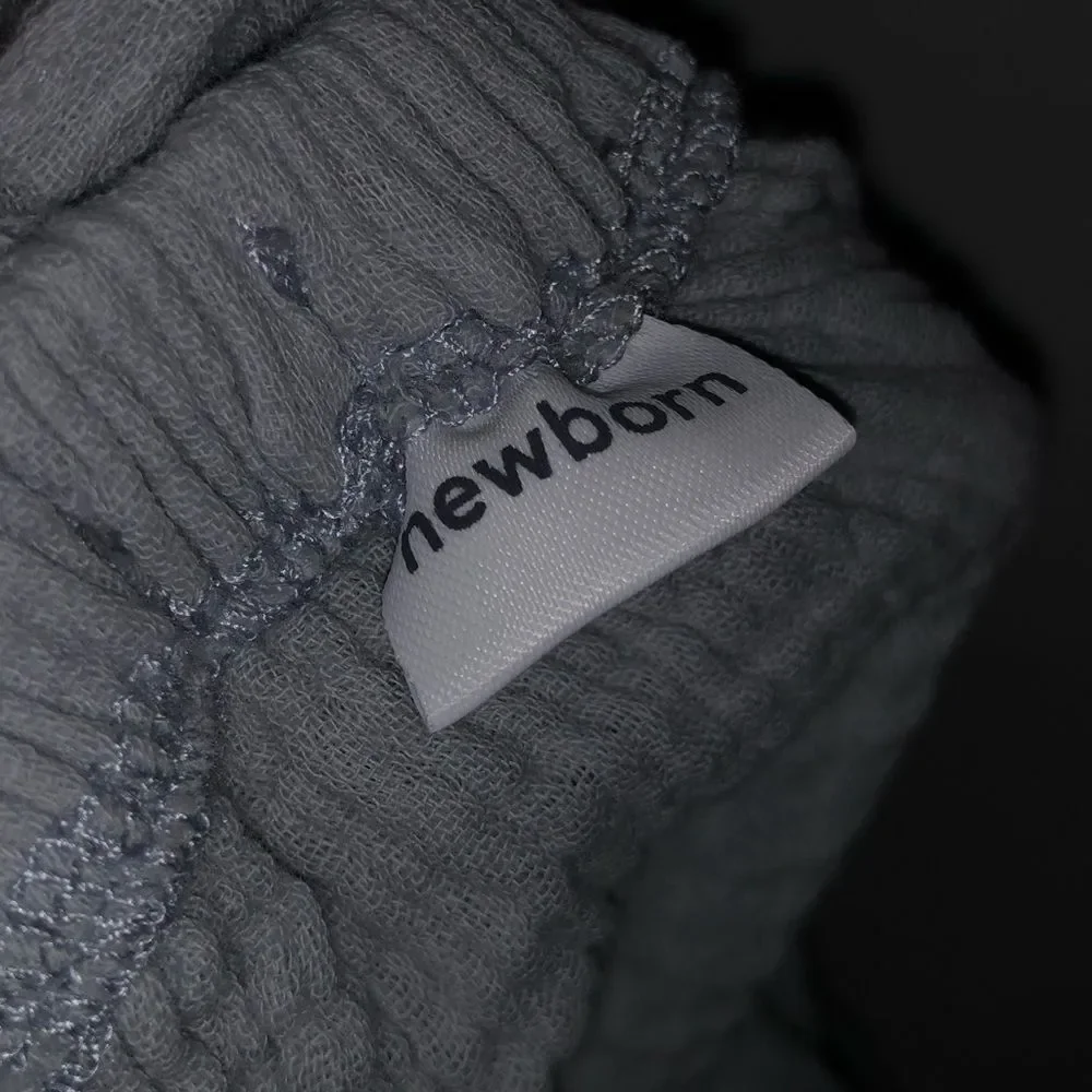 Newborn Grey Linen Ruffle One Piece - Picture 7 of 7
